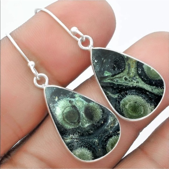 Star galaxy Jasper sterling silver earrings - Picture 2 of 5